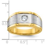 10k Two-tone IBGoodman Men's Polished and Satin Diamond Complete Ring - Image 3