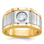 True Origin IBGoodman 14k Two-tone 1 carat Lab Grown Diamond VS/SI+ G+ Complete Polished and Satin Men's Ring