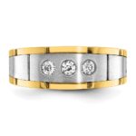 IBGoodman 14k Two-tone 1/4 carat Lab Grown Diamond VS/SI+ G+ Complete Three Stone Men's Ring - Image 4