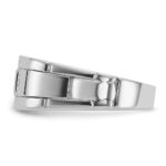 IBGoodman 14k White Gold Men's Polished and Grooved Lab Created Sapphire and 1/10 Carat AA Quality Diamond Ring - Image 4