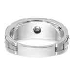 IBGoodman 14k White Gold Men's Polished and Textured Solitaire Ring Mounting - Image 7