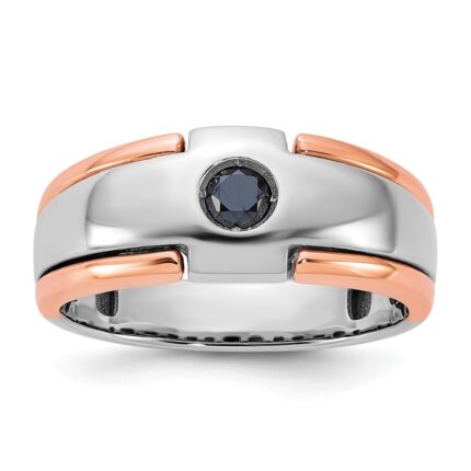 14k Two-tone White/Rose Gold IBGoodman Men's 1/4 carat Black Diamond Complete Ring