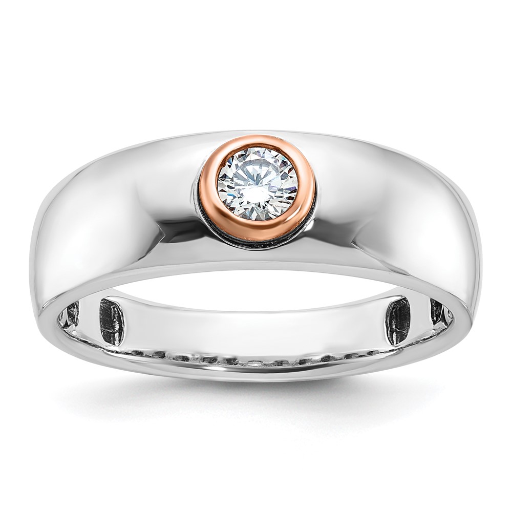 B63980-4WRAA.jpg 14k Two-tone White/Rose Gold IBGoodman Men's 1/4 carat Diamond Complete Ring - Image 1