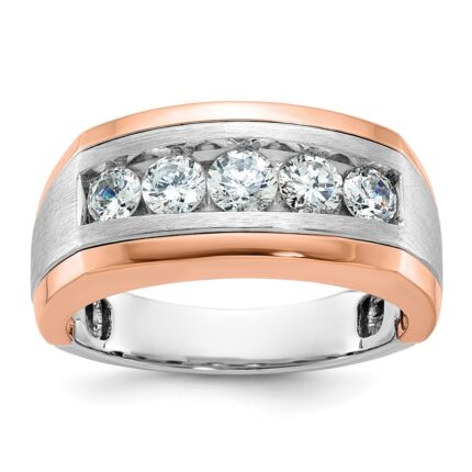 IBGoodman 14k White and Rose Gold Men's Polished and Satin 5-Stone Ring Mounting