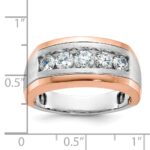IBGoodman 14k White and Rose Gold Men's Polished and Satin 5-Stone Ring Mounting - Image 3