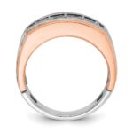IBGoodman 14k White and Rose Gold Men's Polished and Satin 5-Stone Ring Mounting - Image 2