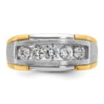 IBGoodman 14k Two-tone Men's Polished Satin and Grooved 5-Stone Ring Mounting - Image 6