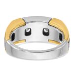 IBGoodman 14k Two-tone Men's Polished Satin and Grooved 5-Stone Ring Mounting - Image 7