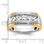 IBGoodman 14k Two-tone Men's Polished Satin and Grooved 5-Stone Ring Mounting - Image 3