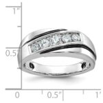 10k White Gold Men's Polished Satin and Grooved Ring Mounting - Image 2