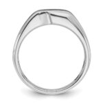 IBGoodman 14k White Gold Men's Polished Satin and Grooved Solitaire Ring Mounting - Image 2