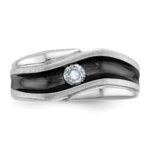 IBGoodman 14k White Gold Men's Polished Satin and Grooved Solitaire Ring Mounting - Image 6