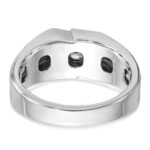 IBGoodman 14k White Gold Men's Polished Satin and Grooved Solitaire Ring Mounting - Image 7