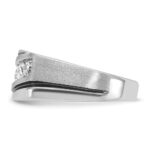 10k White Gold Men's Polished Satin and Grooved Ring Mounting - Image 3
