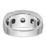 IBGoodman 10k White Gold with Black Rhodium Men's Polished Satin and Grooved 1 Carat A Quality Diamond Ring - Image 7