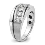 14k White Gold Men's Polished Satin and Grooved Ring Mounting - Image 8