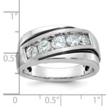 14k White Gold Men's Polished Satin and Grooved Ring Mounting - Image 3