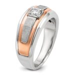 14k Two-tone White/Rose Gold IBGoodman Men's Satin 1/3 carat Diamond Complete Ring - Image 8