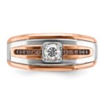 14k Two-tone White/Rose IBGoodman Men's 1/2 carat Black/White Diamond Complete Ring - Image 5