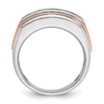 IBGoodman 14k White and Rose Gold Men's Polished and Grooved 5-Stone Ring Mounting