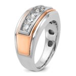 IBGoodman 14k White and Rose Gold Men's Polished and Grooved 5-Stone 1 Carat AA Quality Diamond Ring - Image 7