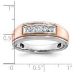 IBGoodman 14k White and Rose Gold Men's Polished 5-Stone 1/4 Carat AA Quality Diamond Ring - Image 2