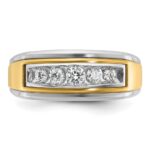 14k Two-tone IBGoodman Men's Polished 5-Stone Ring Mounting - Image 6