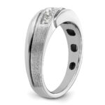 IBGoodman 14k White Gold with Black Rhodium 1/4 carat Lab Grown Diamond VS/SI+ G+ Complete Polished Satin and Grooved Men's Ring - Image 6