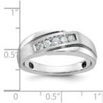 IBGoodman 14k White Gold with Black Rhodium Men's Polished Satin and Grooved 1/4 Carat AA Quality Diamond Ring - Image 3