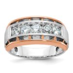 IBGoodman 14k White and Rose Gold Men's Polished Satin and Cut-Out 5-Stone Ring Mounting