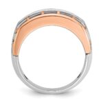 IBGoodman 14k White and Rose Gold Men's Polished Satin and Cut-Out 5-Stone 1 Carat AA Quality Diamond Ring - Image 2