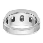 IBGoodman 14k White Gold Men's Polished and Satin 3-Row 1 1/4 Carat AA Quality Diamond Ring - Image 7