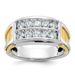 IBGoodman 14k Two-tone Men's Polished and Cut-Out 2-Row 1 Carat AA Quality Diamond Ring