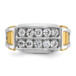 IBGoodman 14k Two-tone Men's Polished and Cut-Out 2-Row 1 Carat AA Quality Diamond Ring - Image 6