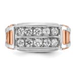 IBGoodman 14k Two Tone Rose and White Gold 1 carat Lab Grown Diamond VS/SI+ G+ Complete Two-Row Cut-Out Men's Ring - Image 4