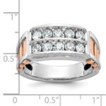 IBGoodman 14k White and Rose Gold Men's Polished and Cut-Out 2-Row 1 Carat AA Quality Diamond Ring - Image 3