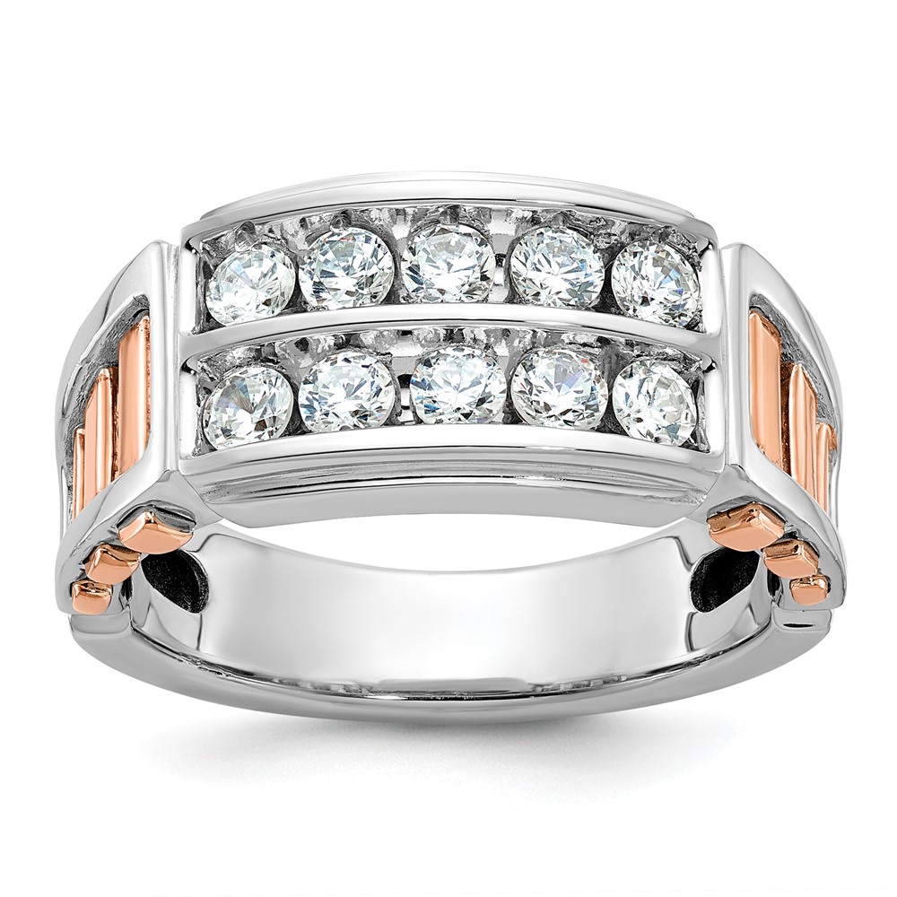 B64054-4WRAA.jpg IBGoodman 14k White and Rose Gold Men's Polished and Cut-Out 2-Row Ring Mounting - Image 1
