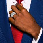 IBGoodman 14k White and Rose Gold Men's Polished and Cut-Out 3-Row 1 1/5 Carat AA Quality Diamond Ring - Image 4