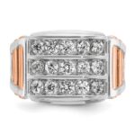 IBGoodman 14k Two Tone Rose and White Gold 1 5/8 carat Lab Grown Diamond VS/SI+ G+ Complete Three-Row Cut-Out Men's Ring - Image 4
