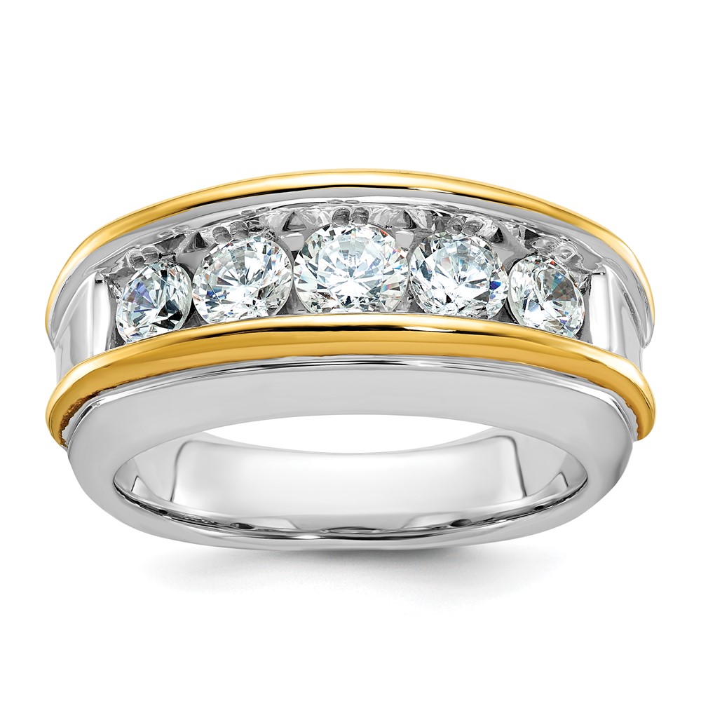 B64060-4WYAA-1.jpg IBGoodman 14k Two-tone 1 1/2 carat Lab Grown Diamond VS/SI+ G+ Complete Men's Ring - Image 1