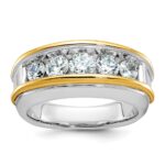 14k Two-tone IBGoodman Men's Polished 5-Stone Ring Mounting