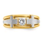 IBGoodman 14k Two-tone Men's Polished Satin and Cut-Out Cross Ring Mounting - Image 6