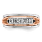 IBGoodman 14k Rose and White Gold Men's Polished Cut-Out 5-Stone 1/2 Carat AA Quality Diamond Ring - Image 6
