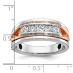 IBGoodman 14k Rose and White Gold Men's Polished Cut-Out 5-Stone 1/2 Carat AA Quality Diamond Ring - Image 3