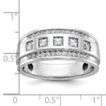 IBGoodman 14k White Gold Men's Polished and Grooved Square 1 1/4 Carat AA Quality Diamond 5-Stone Ring - Image 3
