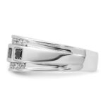 IBGoodman 14k White Gold Men's Polished and Grooved Square Black and White 1 1/5 Carat AA Quality Diamond 5-Stone Ring - Image 5