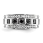IBGoodman 14k White Gold Men's Polished and Grooved Square Black and White 1 1/5 Carat AA Quality Diamond 5-Stone Ring - Image 6