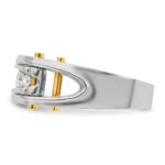IBGoodman 14k Two-tone Men's Polished Grooved and Cut-Out 5-Stone Ring Mounting - Image 3
