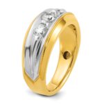 IBGoodman 14k Two-tone 3/4 carat Lab Grown Diamond VS/SI+ G+ Three Stone Complete Men's Ring - Image 6