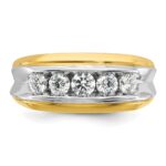 IBGoodman 14k Two-tone Men's Polished and Grooved 5-Stone 1 Carat AA Quality Diamond Ring - Image 5